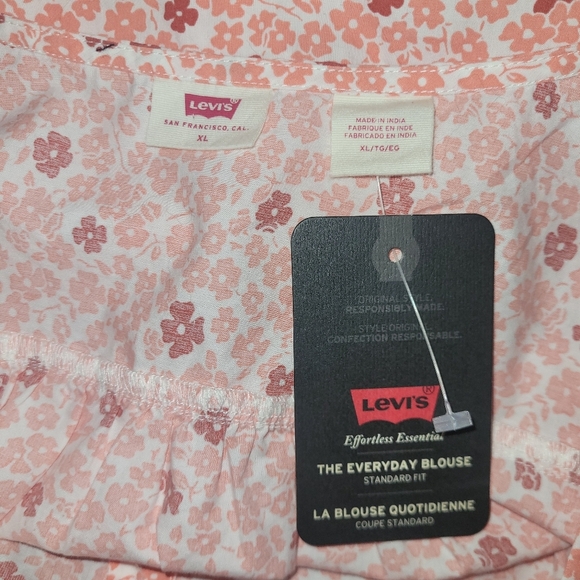 Levi's Simone Short Puff Sleeve Floral Cropped Blouse XL - Picture 3 of 7